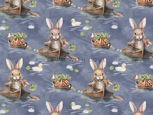 Row Row Rabbit on organic Jersey