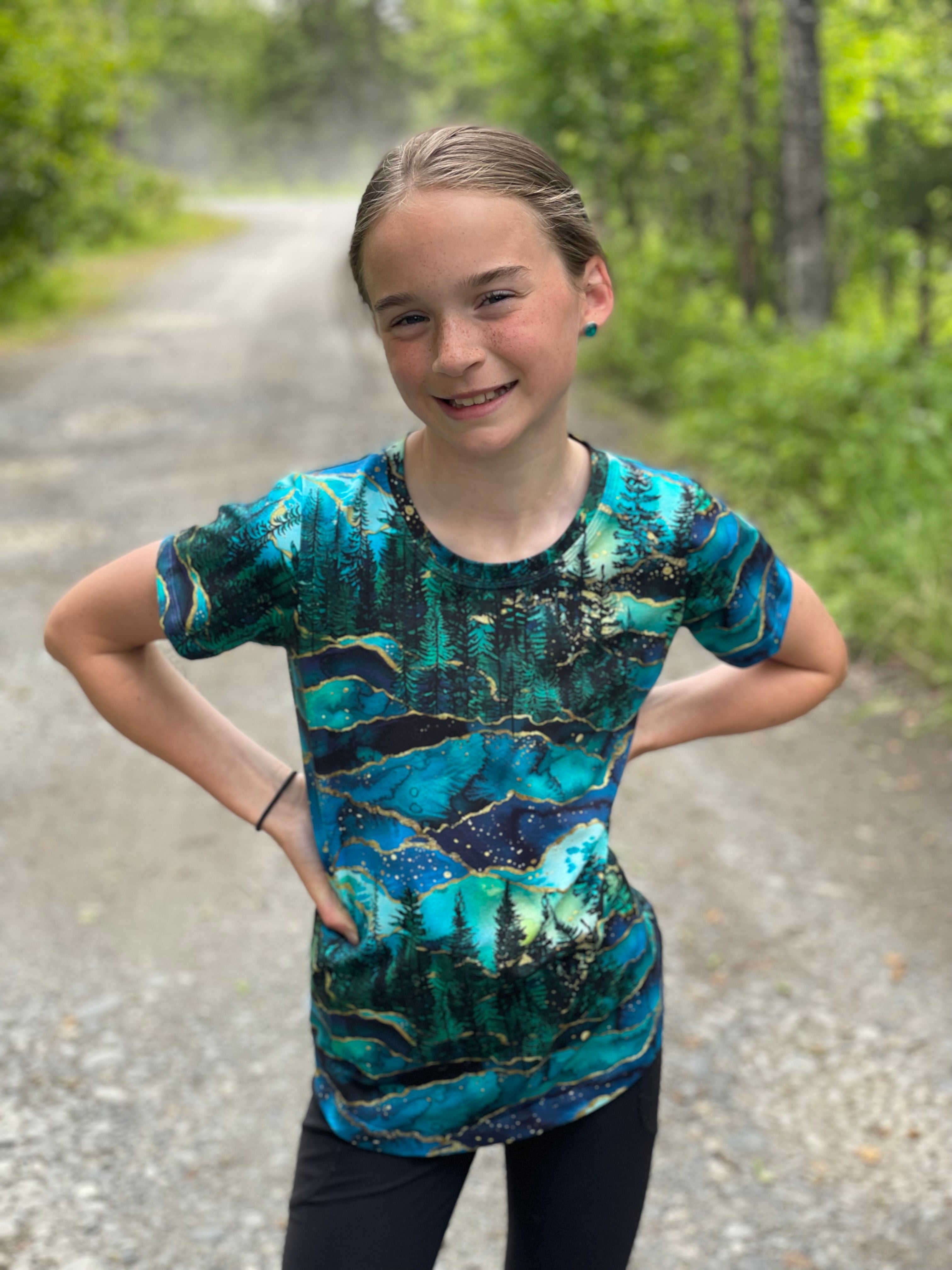 Kids and Adult Forest Curved Hem Tee
