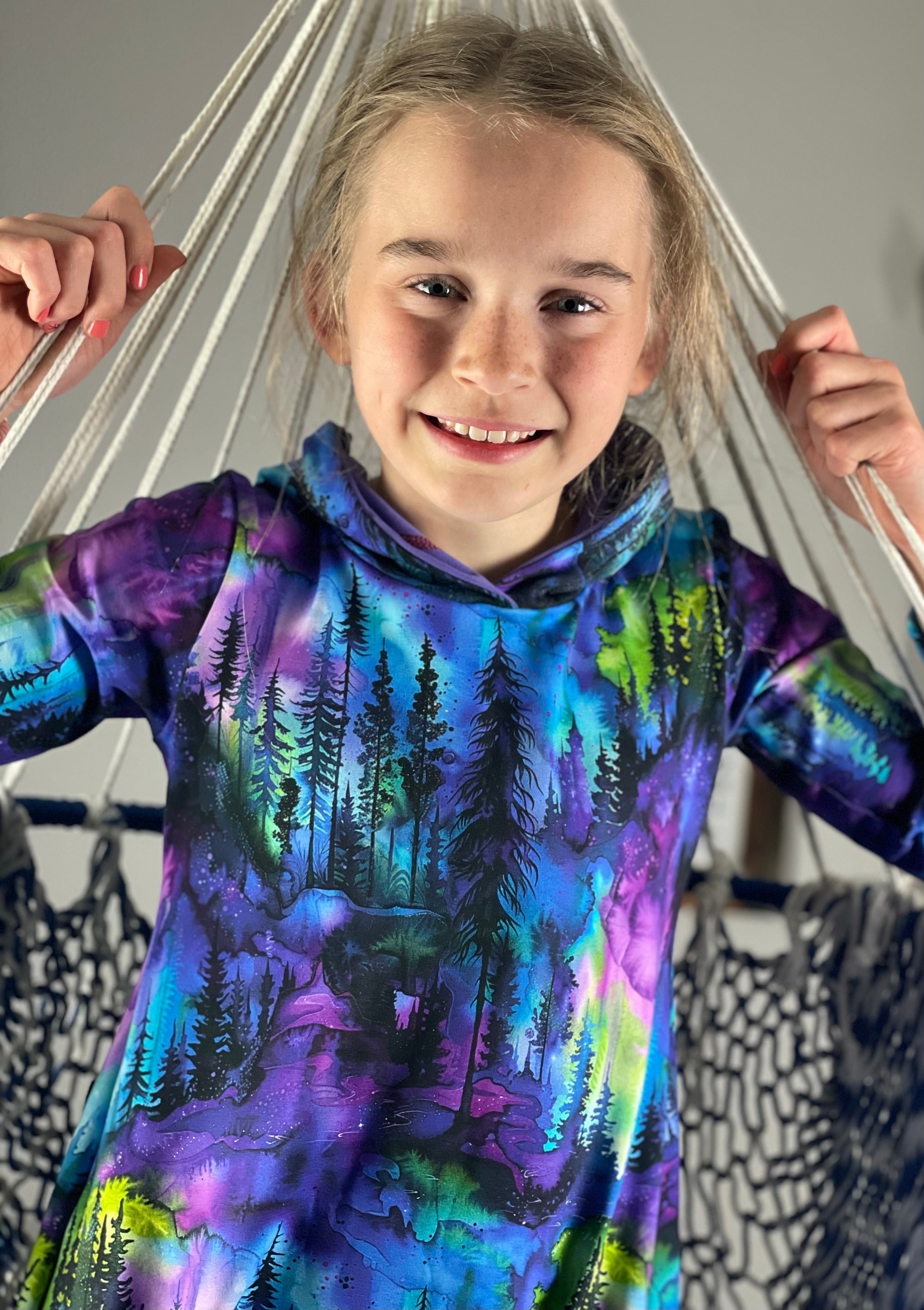 Northern Lights Forest Kids Swing Dress