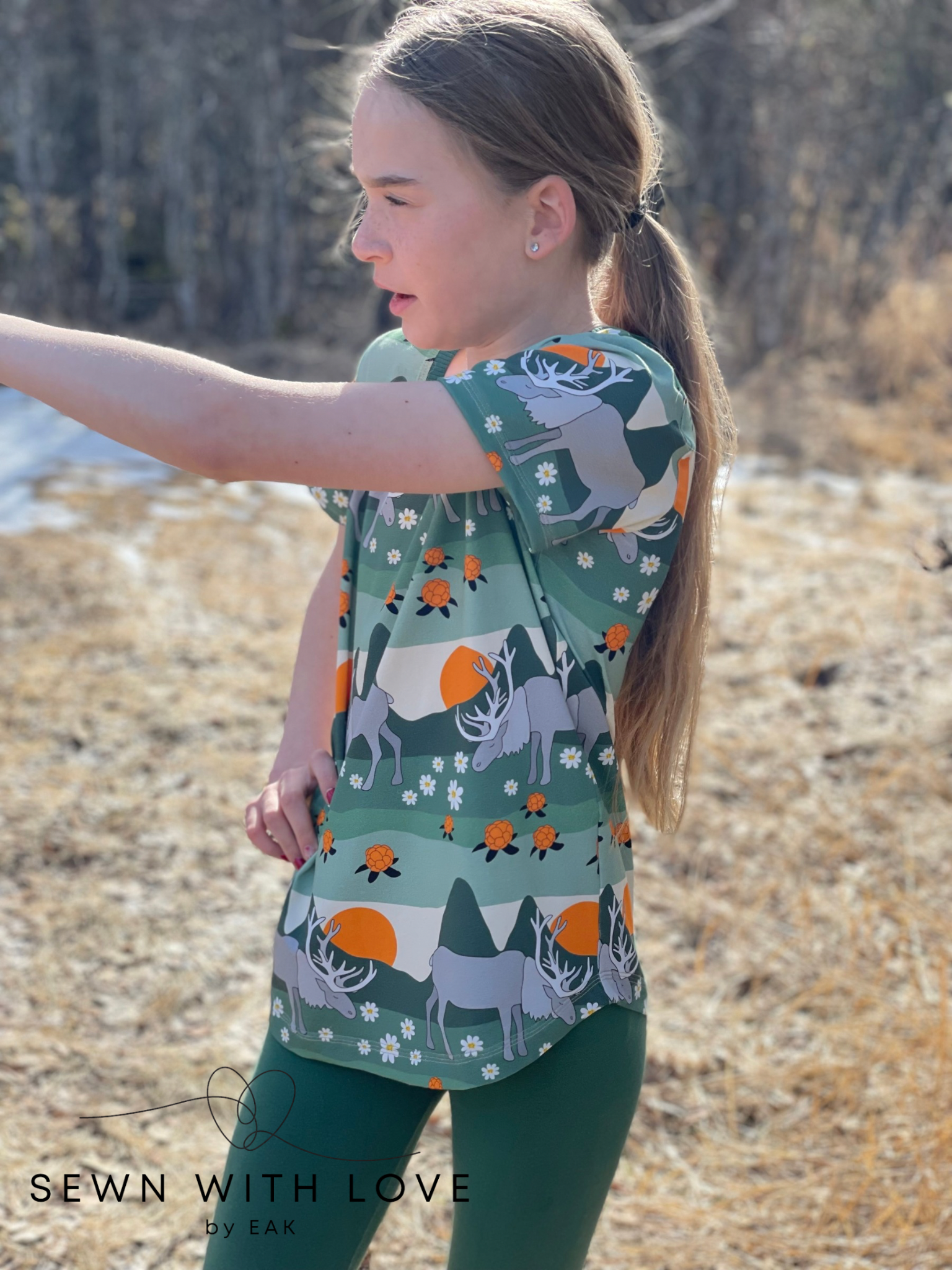 Kids Caribou Curved Hem Tee