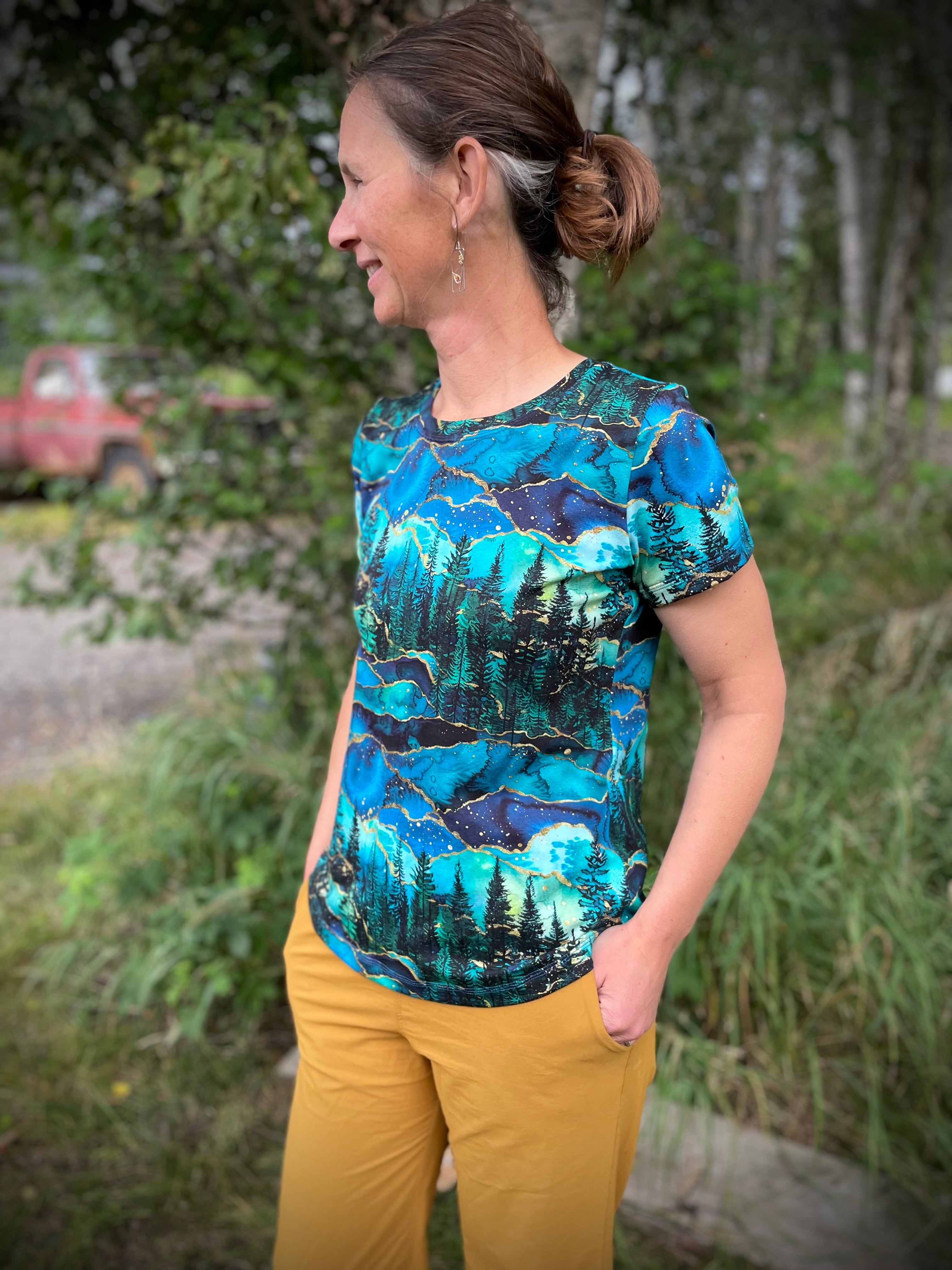 Kids and Adult Forest Curved Hem Tee