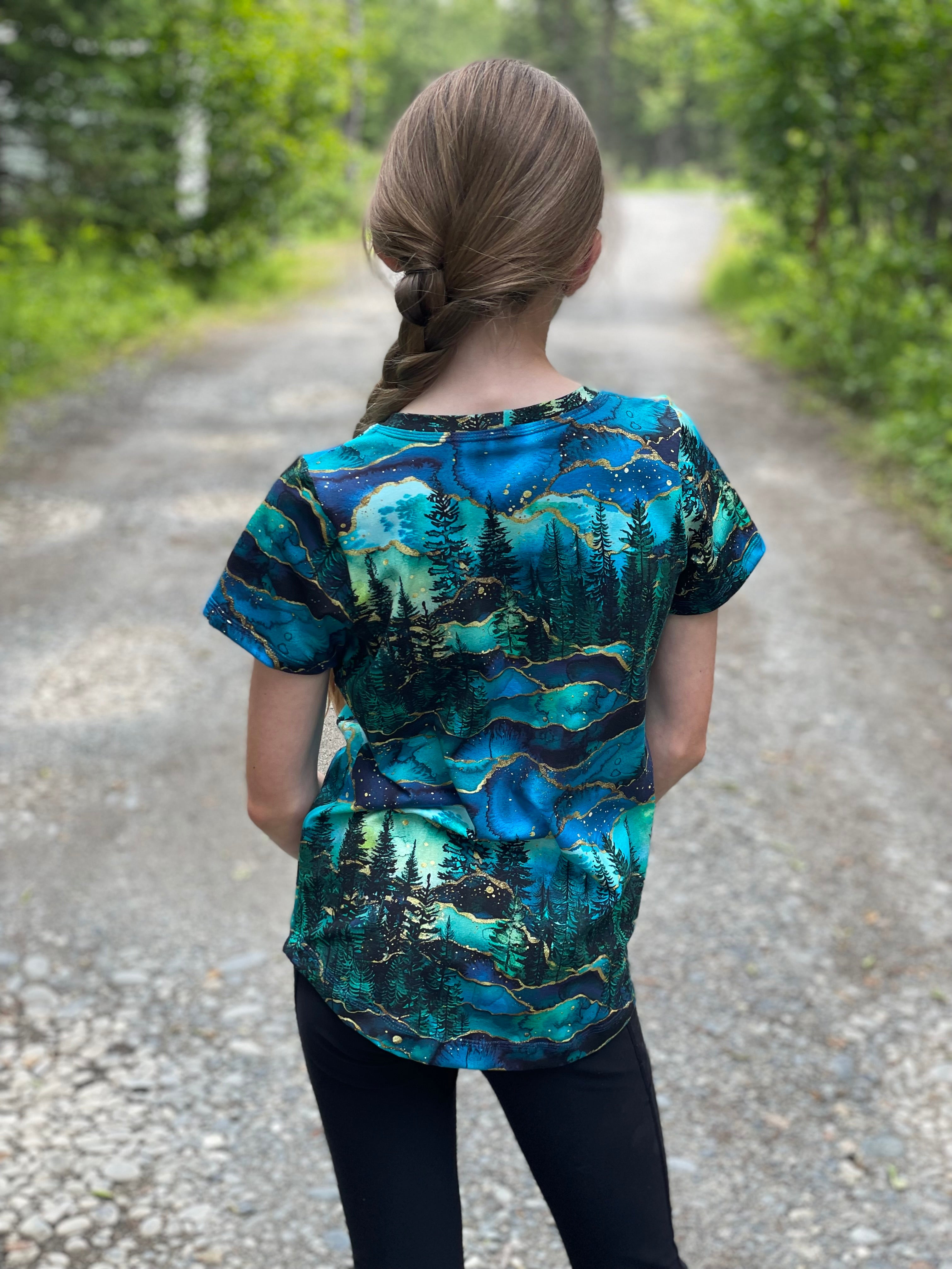 Kids and Adult Forest Curved Hem Tee