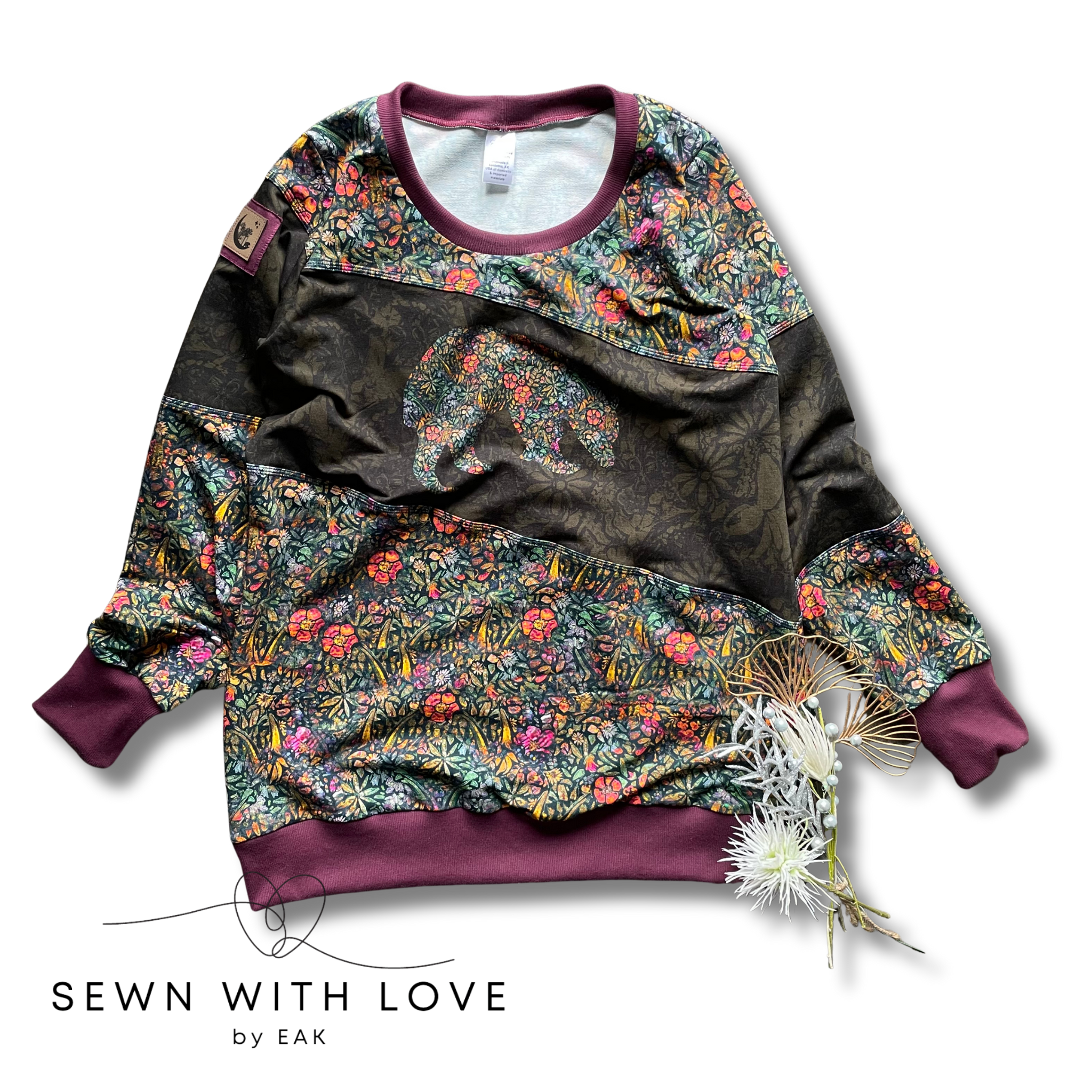 Adult Colorblocked Floral Animal Pullovers