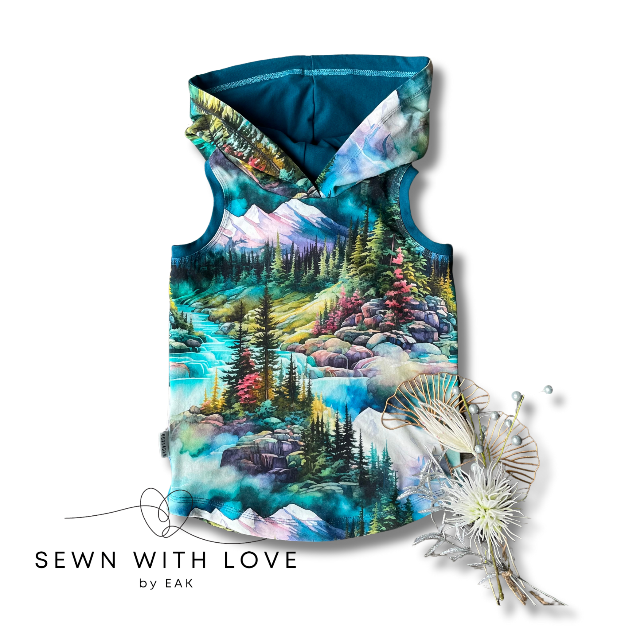 Kids Mountain Hooded Curved Hem Tank